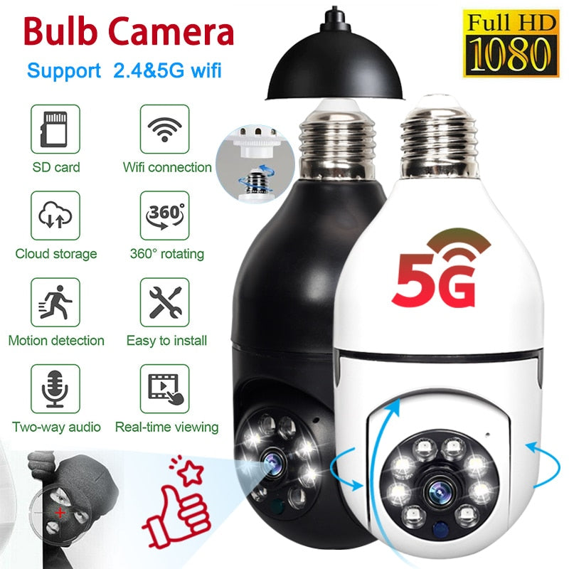 5G Wifi Bulb Surveillance Camera | Night Vision & Full Color